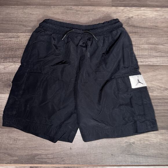 Rare Jordan Kids Sweat Shorts 23 Engineered Nylon Shiny Black Small 8-10y - Picture 1 of 3